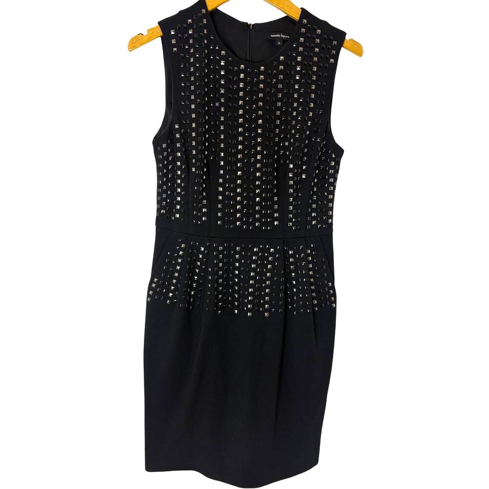 Nanette Lepore - Black Sleeveless Studded Mini Shift Dress - Women's Size 8 - Picture 2 of 10
